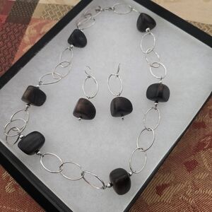 Silpada Ebony Wood and Sterling Silver Necklace and Earring Set
